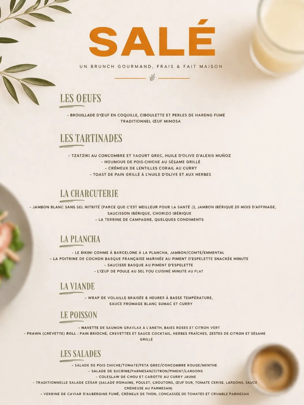 Menu salé du Brunch Hornets Time Mazamet